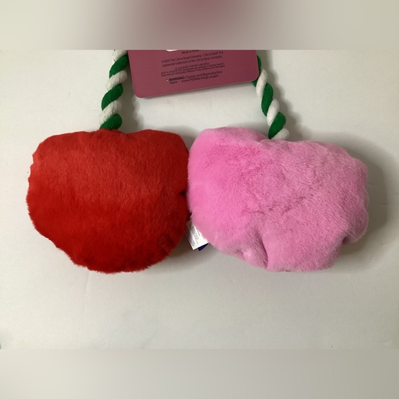 Life Is Good | Valentines Red Pink Hearts Love Squeaky Crinkle Dog Toy - Picture 3 of 5